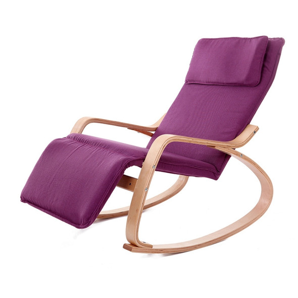 Q1 Curved Wooden Rocking Chair Solid Wood Birch Folding Lounge Chair (Purple)