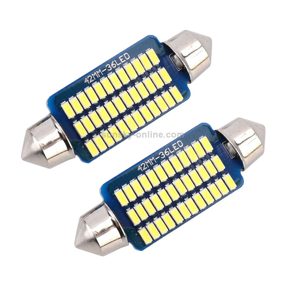 2 PCS 41mm DC12V / 1.5W / 6000K / 100LM 36LEDs SMD-3014 Car License Plate Light / Dome Light, with Decoder