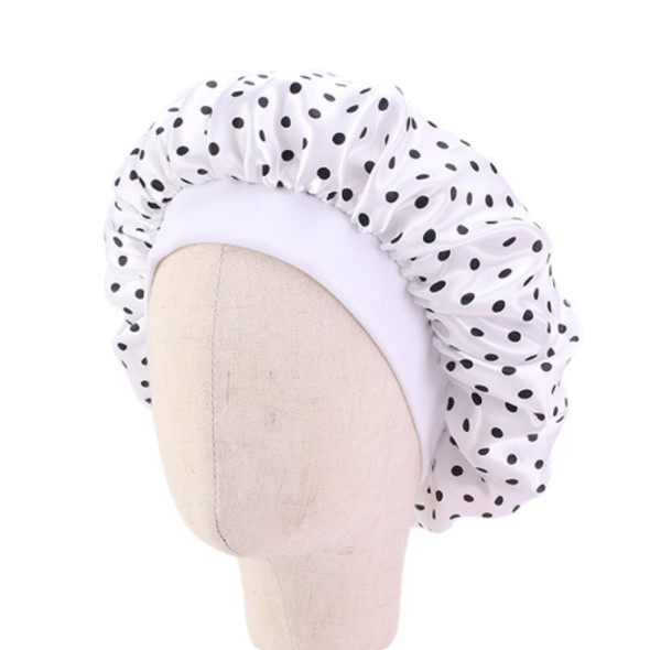 3 PCS K-14 Children Printed Satin Nightcap Adjustable Stretch Hair Care Hat Shower Cap, Size: One Size(White Dots)