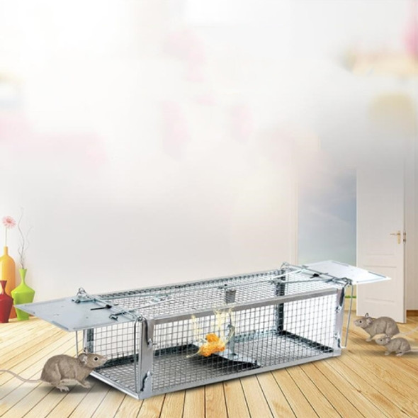 Household Mouse Cage Mousetrap with Double Door(Silver)