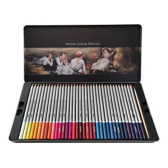 Deli Water-Soluble Colored Pencils 24 Colors 36 Colors 48 Colors 72 Color Pens Coloring Painting Pens, Lead color: 36 Colors (Iron Box)