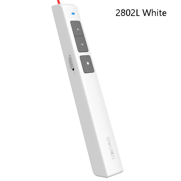 Deli 2.4GHz Laser Page Turning Pen Rechargeable Speech Projector Pen, Model: 2802L (White)