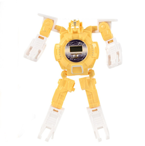 3 PCS Children Electronic Watch Cartoon Deformation Robot Toy Watch(Yellow)