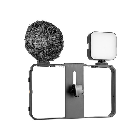 YELANGU PC202 YLG1801B Vlogging Live Broadcast LED Selfie Light Smartphone Video Rig Handle Stabilizer Bracket Kits with Microphone & Fill Light
