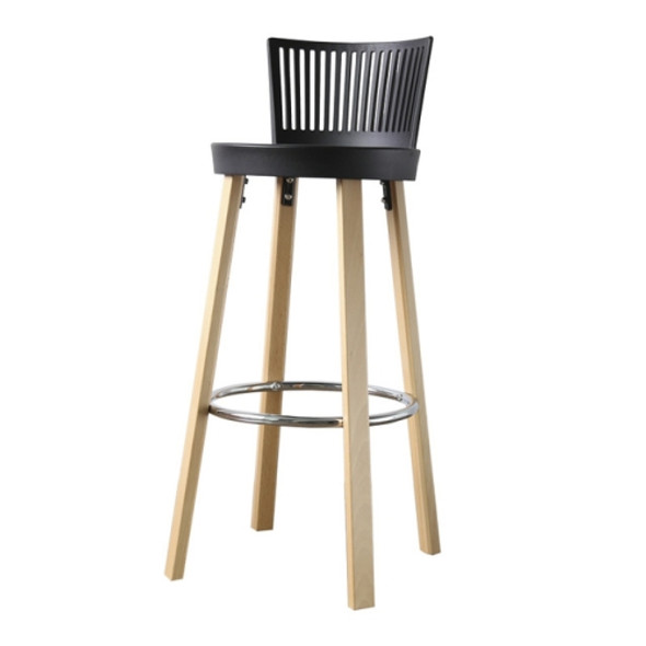 Nordic StyleSolid Wood Balcony Bigh Bar Chair(Black)