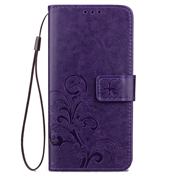 For Galaxy S9 Lucky Clover Pressed Flowers Pattern Horizontal Flip Leather Case with Holder & Card Slots & Wallet & Hand Strap (Purple)