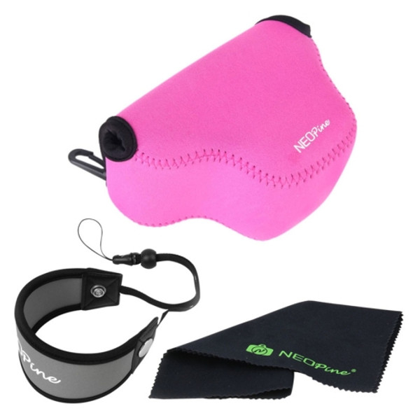 NEOpine Neoprene Soft Triangle Camera Bag + Hand Strap + Cleaning Cloth Set for Samsung NX3000 Camera 20-50mm Lens(Pink)