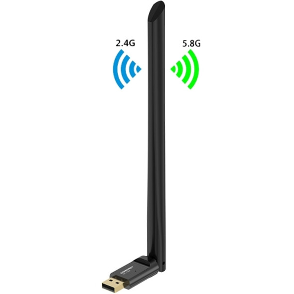 COMFAST CF-758F 650Mbps Dual-Band USB Computer Receiving Free Drive Wireless Network Card with Antenna