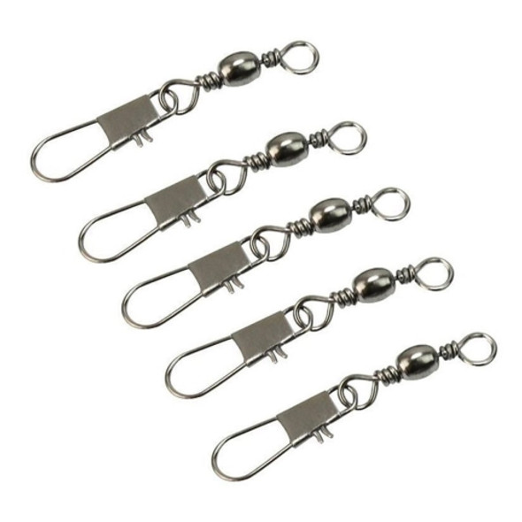 5 PCS 8# 3.5cm Fishing Connectors Barrel Swivel with Safety Snap Ring