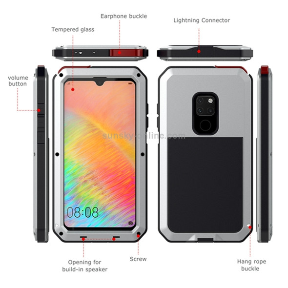 Tank Waterproof Dustproof Shockproof Aluminum Alloy + Silicone Case for Huawei Mate 20 (Silver)