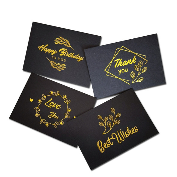 150 PCS Wedding Blessing Card Thank You Message Gift Decoration Card Bronzing Flower Greeting Card Love You （Black）