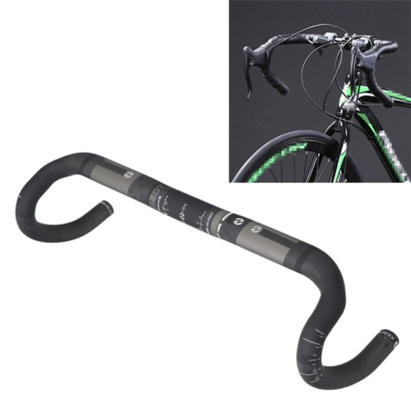 TOSEEK Full Carbon Fiber Road Bike Bent Handlebar Groove Outside Line Handle, Size: 400mm (UD Black)