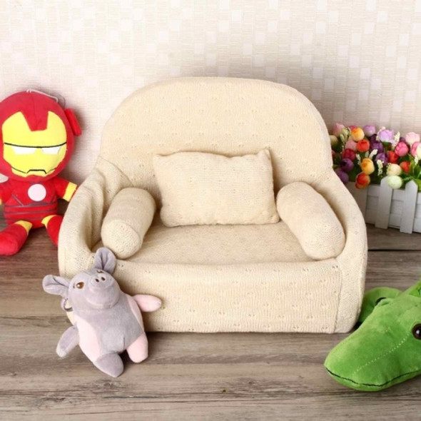 Newborn Baby Sofa Chair Photography Prop Photo Posing Chair+Pillow Set Mini Sofa Studio Shoot Backdrop Model Decor(Light Yellow)