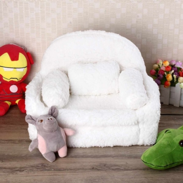 Newborn Baby Sofa Chair Photography Prop Photo Posing Chair+Pillow Set Mini Sofa Studio Shoot Backdrop Model Decor(White)