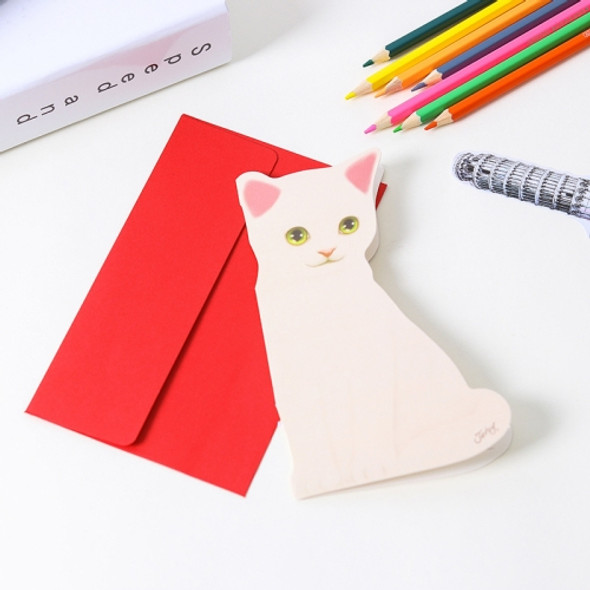 20 PCS Cute Animal Mini Card Birthday/Thank You Card(White Cat)