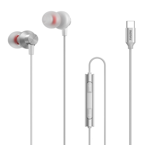 REMAX RM-560 Type-C In-Ear Stereo Metal Music Earphone with Wire Control + MIC, Support Hands-free(White)