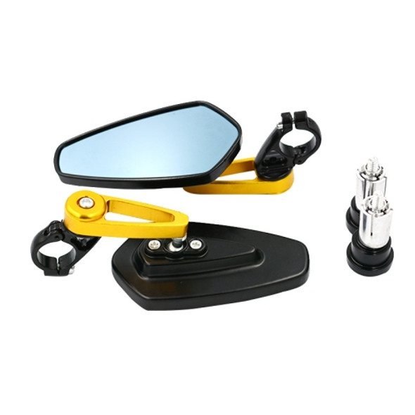 Electric Bike Motorcycle Modified Reversing Retro Rearview Handle Mirror All Aluminum Reflective Rearview Mirror(Golden)