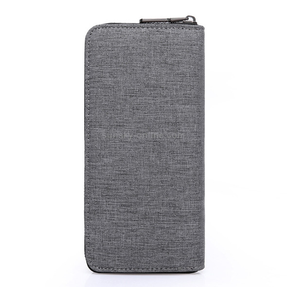 KAKA Men Long Wallet Oxford Cloth Hand Bag Simple Fashion Student Wallet(Grey)