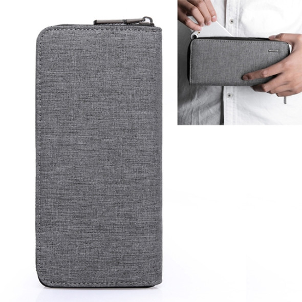 KAKA Men Long Wallet Oxford Cloth Hand Bag Simple Fashion Student Wallet(Grey)