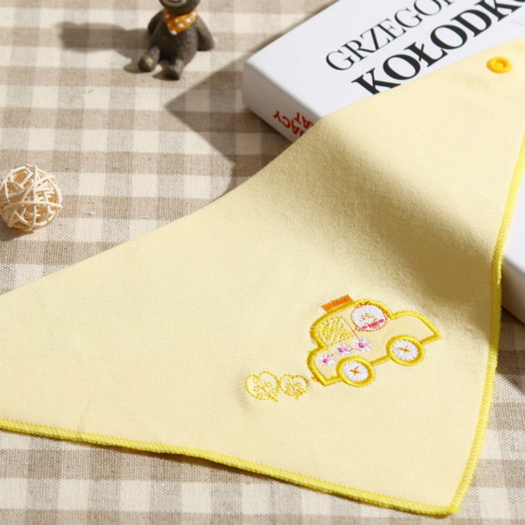 Printed Double-sided Breathable Triangle Towel Baby Cartoon Pattern Saliva Towel(Yellow Car )