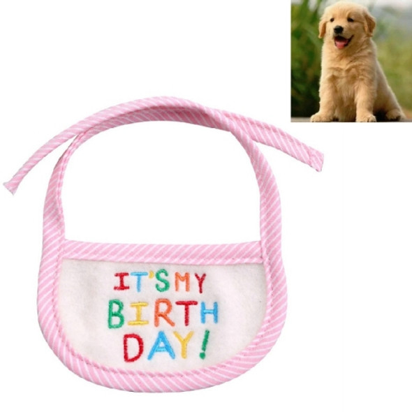 3 PCS Pet Saliva Towel Birthday Bib Embroidered Triangle Scarf Small Dog Collar, Size: Large(Pink Edge)