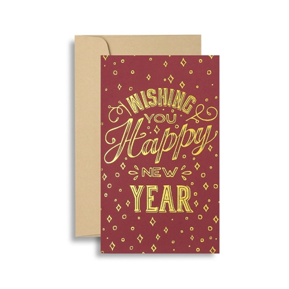 10 PCS Red High-End Bronzing Card New Year Blessing Card(Wishing You Happy)