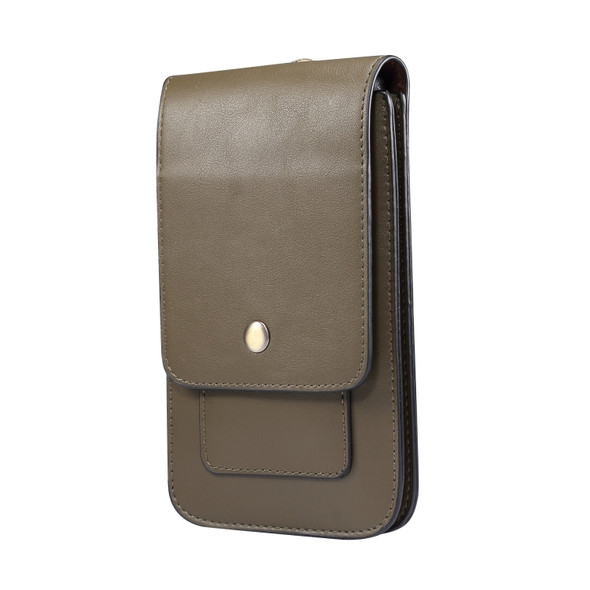 Lambskin Texture Men Phone Universal Double Lattice Waist Bag Leather Case, Size:S(Green)