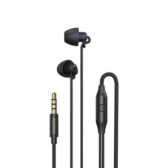 REMAX RM-208 In-Ear Stereo Sleep Earphone with Wire Control + MIC, Support Hands-free(Black)