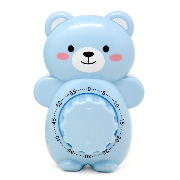 3 PCS Cartoon Bear Timer Kitchen Gadget Mechanical Timer(Blue)