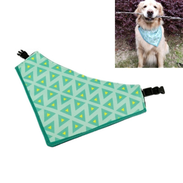 Pastoral Style Green Deometric Triangle Pet Scarf Three-layer Thickened Waterproof Saliva Towel, Size: L