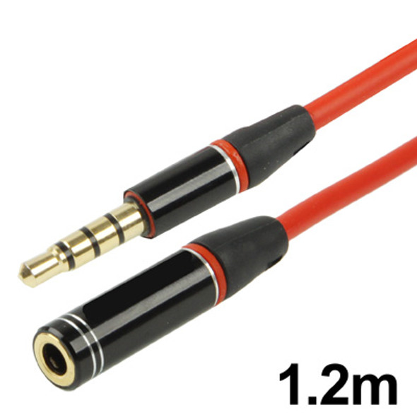 3.5mm Gold Plated Male to Female Jack Earphone Cable for Monster Beats by Dr. Dre, Length: 1.2m(Red)