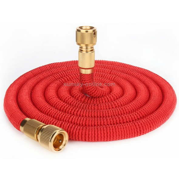 75ft 7.5m Telescopic Soft Tube Household Car High PressureWash Water Gun Spayer Nozzle Garden Irrigation Set (Red)