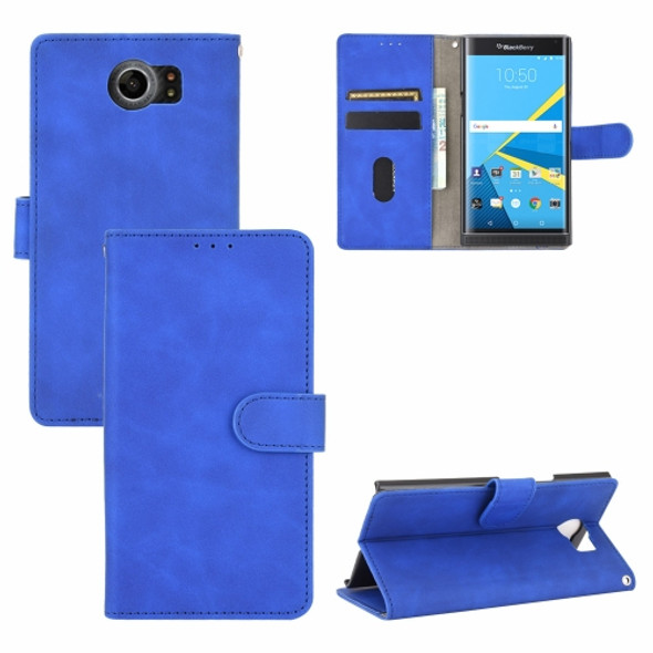 For BlackBerry Priv Solid Color Skin Feel Magnetic Buckle Horizontal Flip Calf Texture PU Leather Case with Holder & Card Slots & Wallet(Blue)