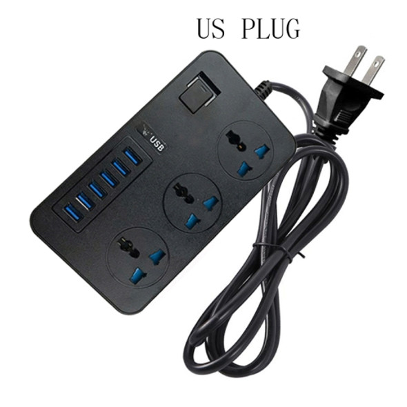 T09 3000W High Power Multi-Function Plug-in 3-Hole International Universal Jack + 6 USB Intelligent Charging US PLUG