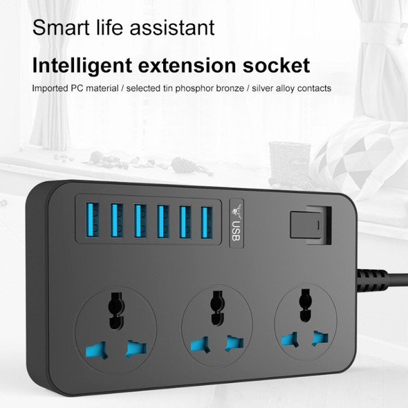 T09 3000W High Power Multi-Function Plug-in 3-Hole International Universal Jack + 6 USB Intelligent Charging US PLUG