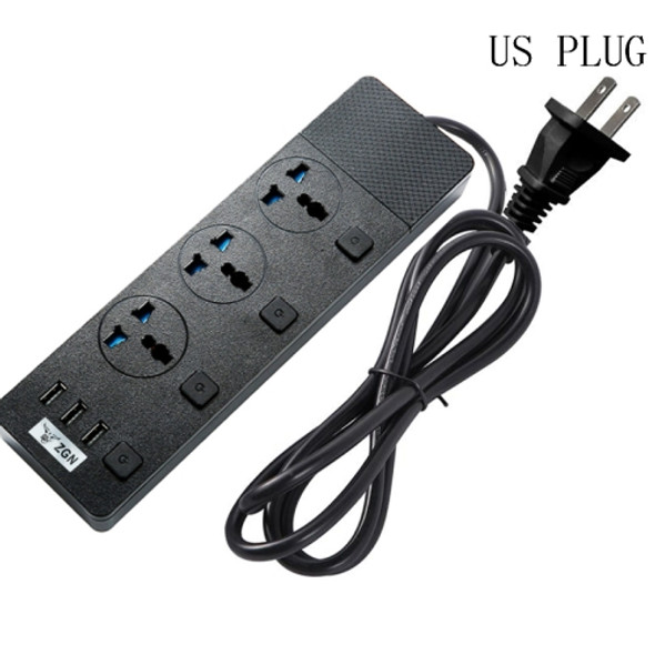 T11 high power 3000W multi-functional plug-in with independent switch and USB interface porous universal socket, US Plug