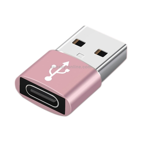 4 PCS USB-C / Type-C Female to USB 2.0 Male Aluminum Alloy Adapter, Support Charging & Transmission(Pink)