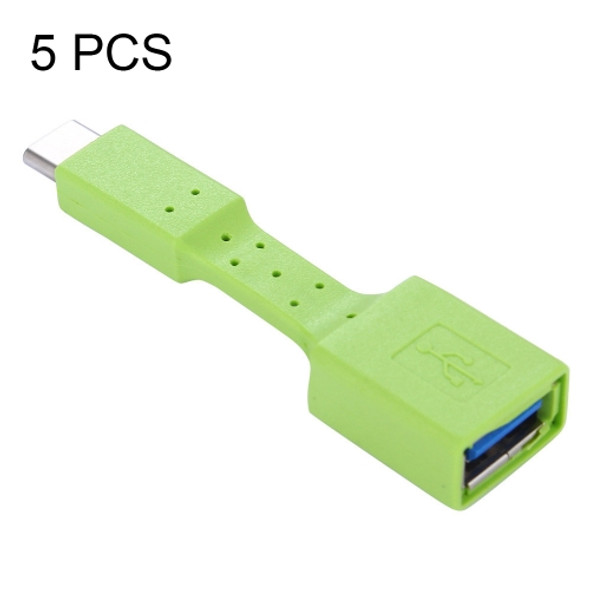 5 PCS USB-C / Type-C Male to USB 3.0 Female OTG Adapter (Green)