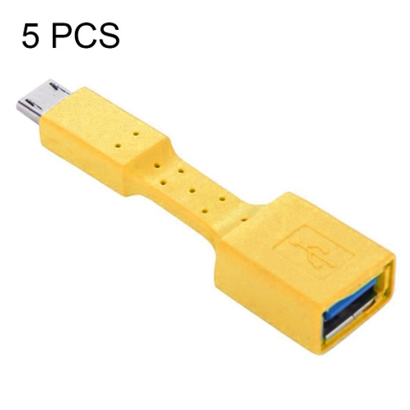 5 PCS Micro USB Male to USB 3.0 Female OTG Adapter (Yellow)