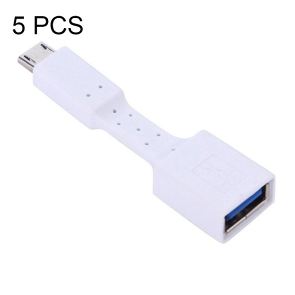 5 PCS Micro USB Male to USB 3.0 Female OTG Adapter (White)