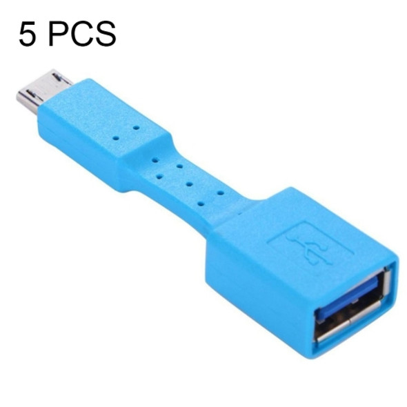 5 PCS Micro USB Male to USB 3.0 Female OTG Adapter (Blue)
