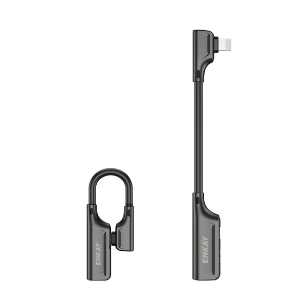 ENKAY ENK-AT102 8 Pin to 8 Pin Charging + 8 Pin Audio Interfaces Charging and Listening to Songs Zinc Alloy Adapter Converter(Dark Grey)