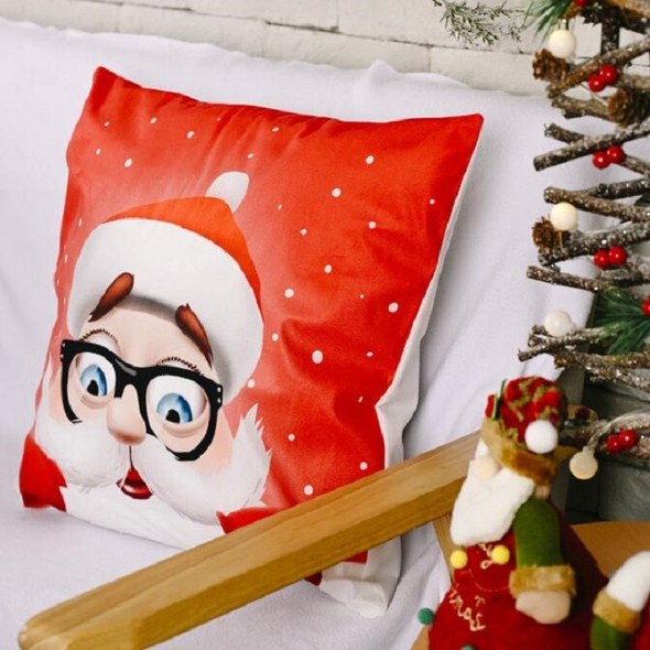 4 PCS Christmas Ornaments Flannel Pillowcase Cartoon Printing Square Pillowcase Without Pillow Core(Elderly)