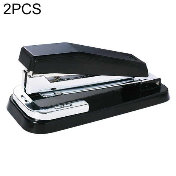 2 PCS Deli 0414 Stapler Portable Rotatable Stapler 0012 Staple Nail(Black)
