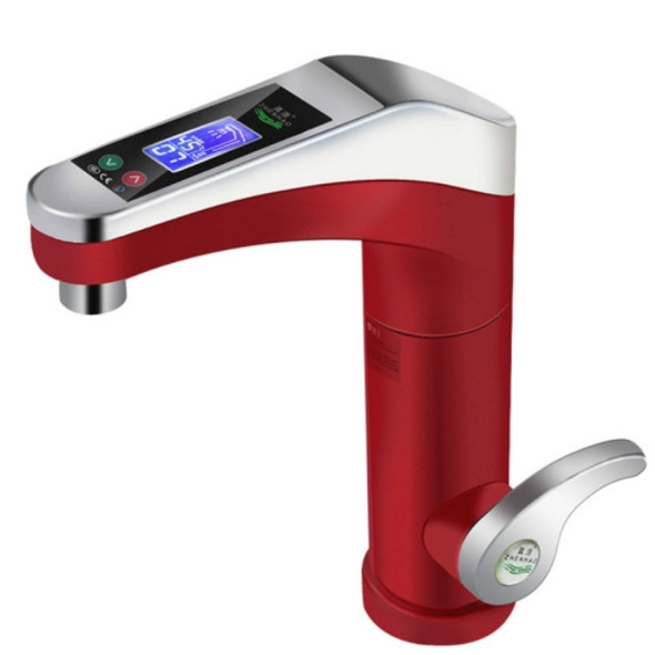 Intelligent Instant Digital Hot Water Faucet Hot and Cold Water Heater, EU Plug(Red)