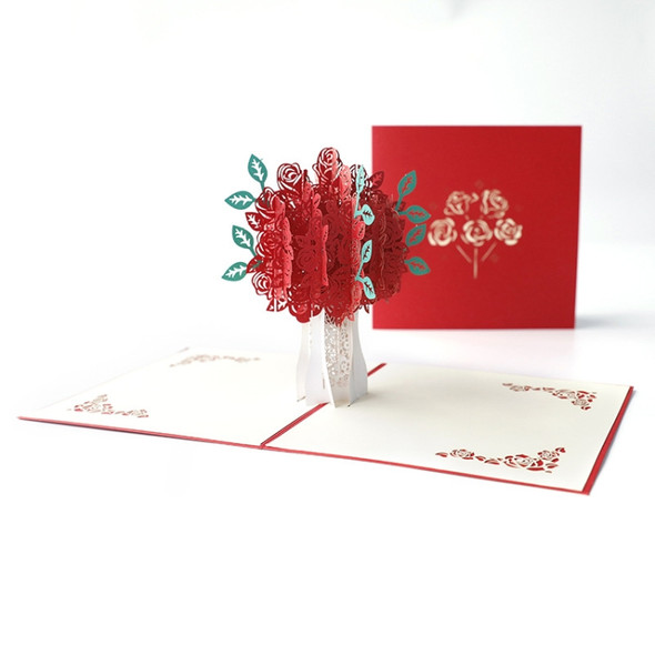3 PCS Rose 3D Stereo Greeting Card Creative Handmade Paper Carving Card