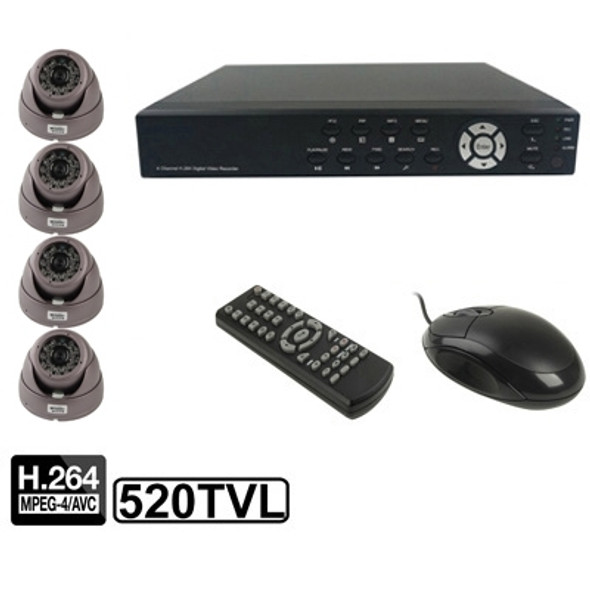 4-CH Embedded Digital Video Recorder Kit (1 / 3 Sony CCD, 520TVL, 24 x IR LED, 6mm Lens, IR Distance: 25m, H.264 (8204EV+622A)