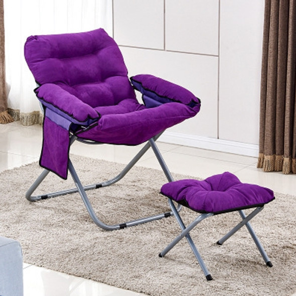 Creative Lazy Folding Sofa Living Room Single Sofa Chair Tatami Lounge Chair with Footrest(Purple)