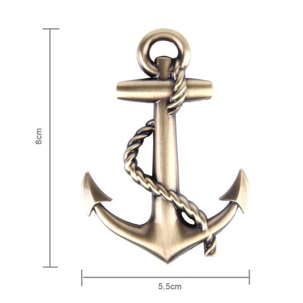 Ship Anchor Shape Car Auto Metal Free Stickers(Gold)