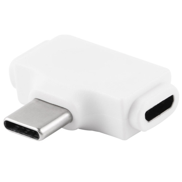 8 Pin Female + Micro USB Female to USB-C / Type-C Male Multi-function Adapter(White)